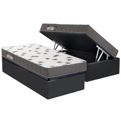 Conjunto Box Baú Solteiro: Colchão Espuma Ortobom D33 Light Saúde + Base CRC Suede Gray(88x188)