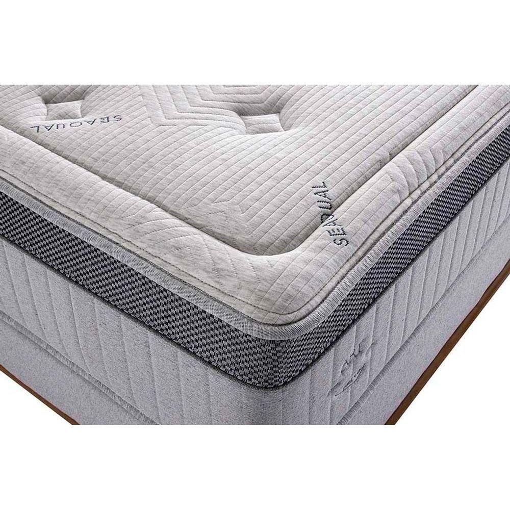 Conjunto Box Queen: Colchão Molas Herval MasterPocket Ensacadas Serenity Dream C1663 Pillow Top + Base CRC Suede Gray(158x198x35) - 2