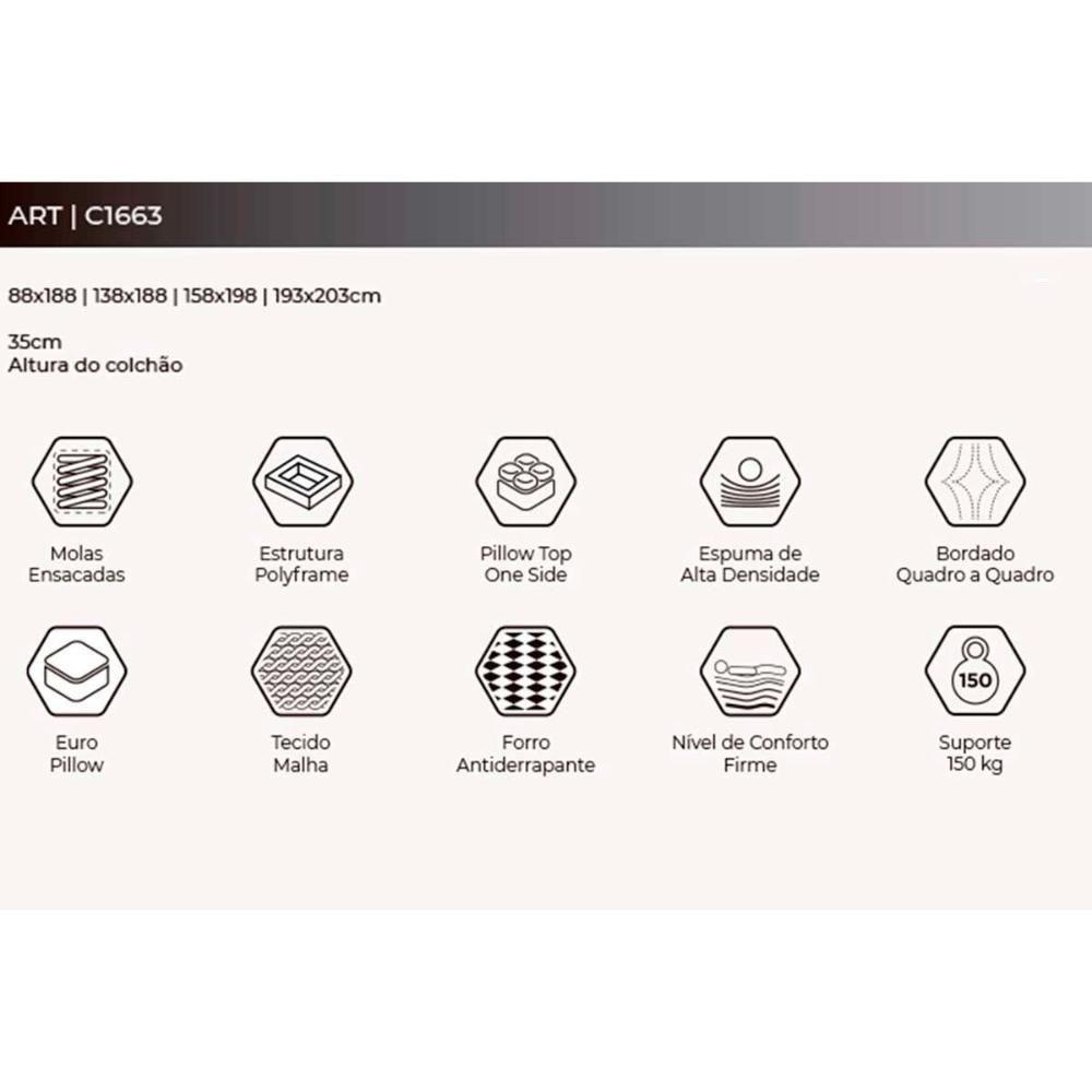 Conjunto Box Queen: Colchão Molas Herval MasterPocket Ensacadas Serenity Dream C1663 Pillow Top + Base CRC Suede Gray(158x198x35) - 4