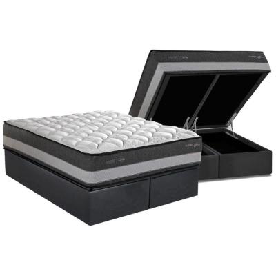 Conjunto Box King: Colchão Molas Maxspring Minsque C1625 + Base Box Baú Crc Suede Gray(193x203x27)