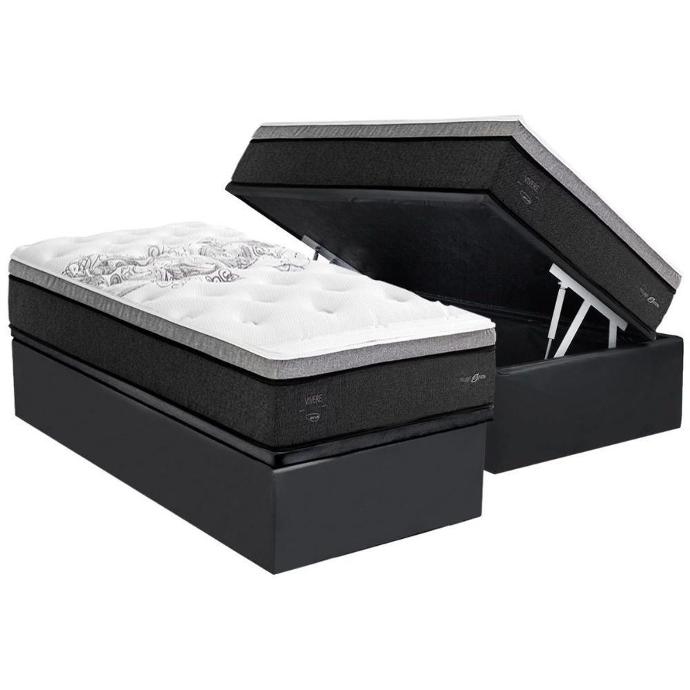 Colchão Solteiro Molas Ensacadas MasterPocket Partenon C1629 ViscoGel Pillow Top + Base CRC Suede Gray (88x188x33) - Herval - 1