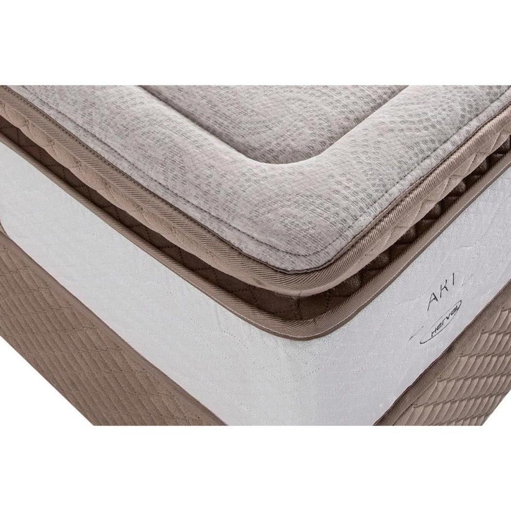 Conjunto Box Baú Casal: Colchão Molas Herval MasterPocket Ensacadas Poseidon Plus C1954 Pillow Top + Base CRC Suede Clean(138x188x34) - 2