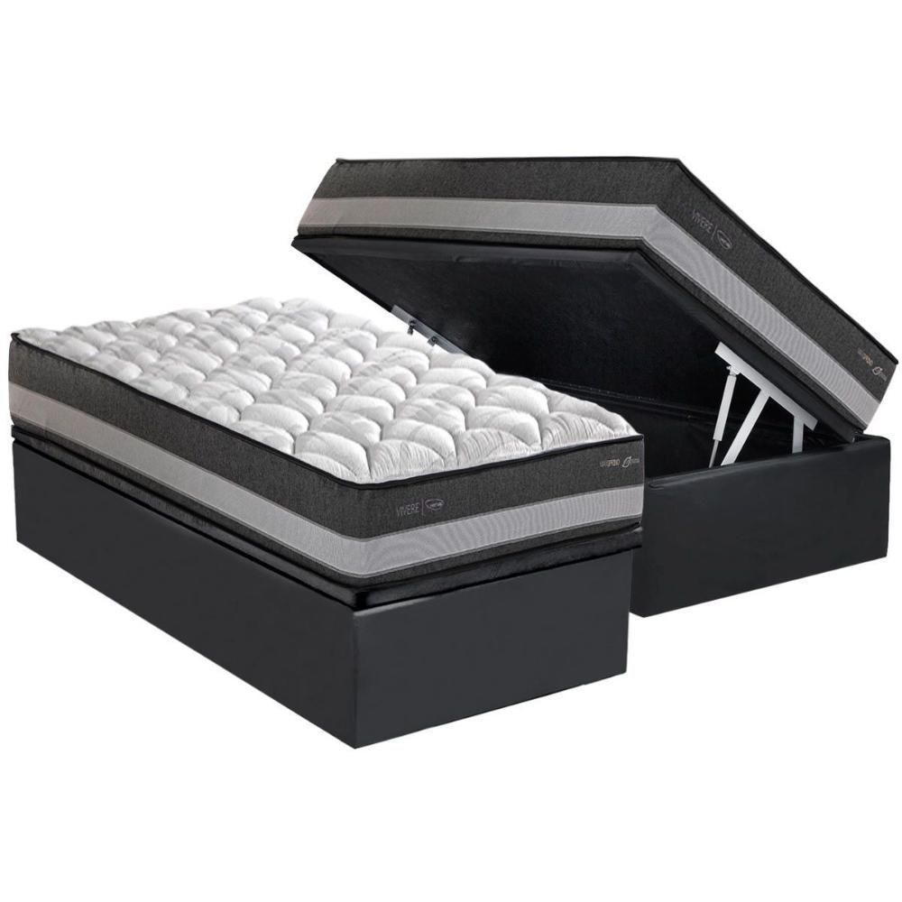 Conjunto Box Solteiro: Colchão Molas Herval Maxspring Minsque C1625 + Base Box Baú CRC Suede Gray(88x188x27) - 1