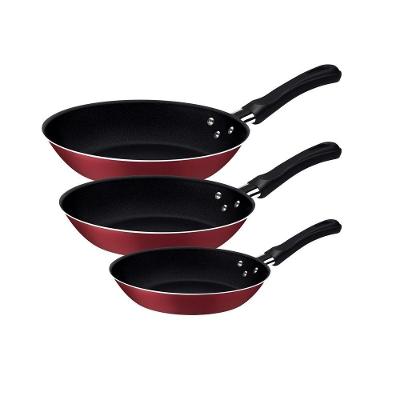 Jogo De Frigideiras 3 Peças Caribe Antiaderente Tramontina Cor:vermelho Vermelho