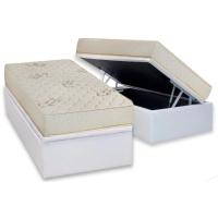 Conjunto Box Baú Solteiro: Colchão Espuma Luckspuma D45 Gran Luck + Base CRC Courano White(88x188) - 1