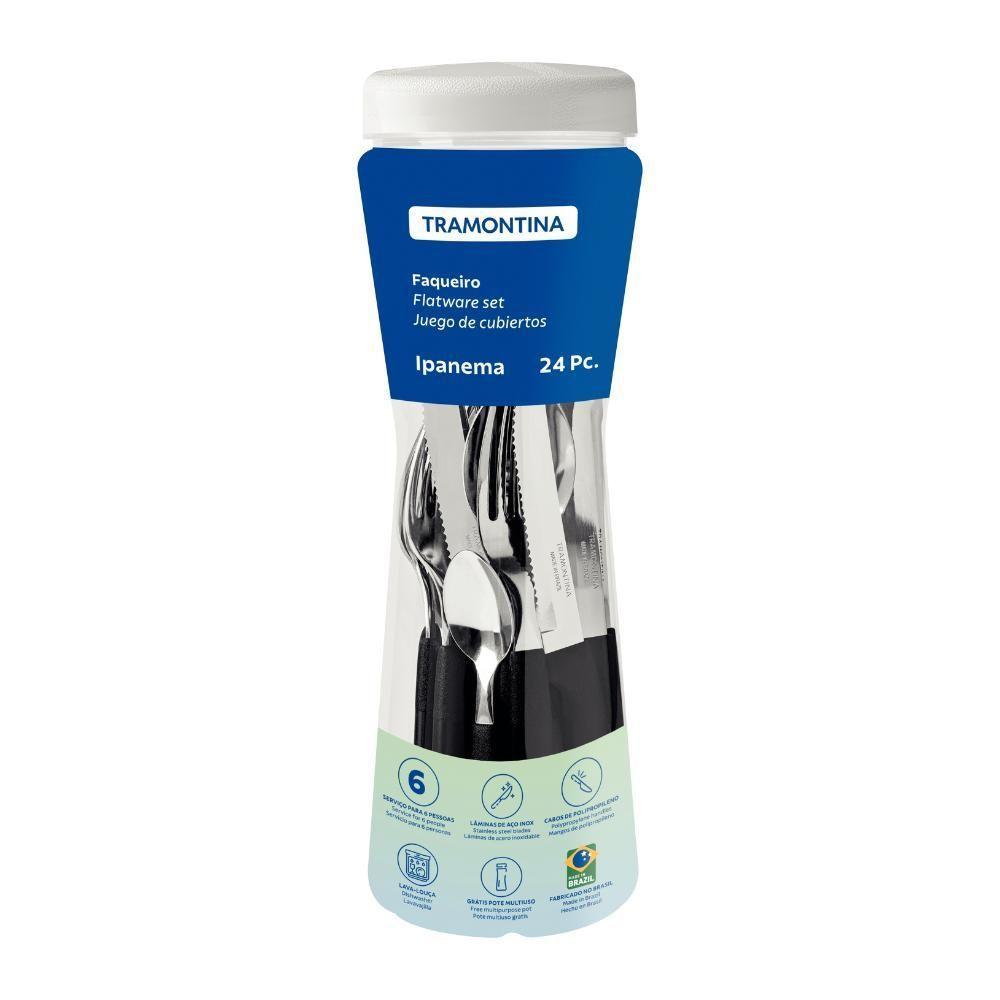 Jogo De Talher Faqueiro Ipanema Aço Inox 24 Peças Tramontina Cor:preto Preto - 3