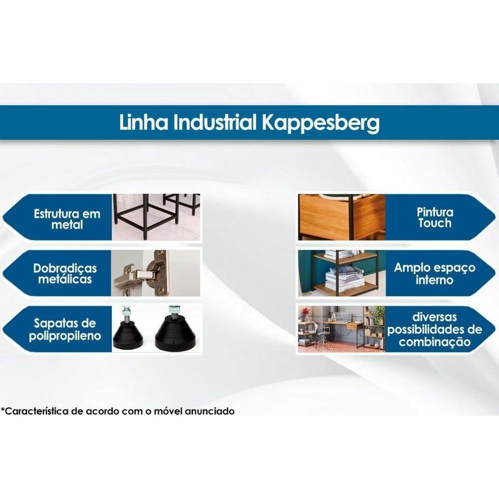 Escritório Completo Industrial (1 Escrivaninha, 1 Estante, 2 Complementos) 4 Peças Freijó - Kappesberg - 4