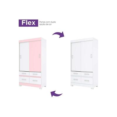 Guarda Roupa Solteiro Briz BE25 2 Portas de Correr 4 Gavetas Branco MDP Henn