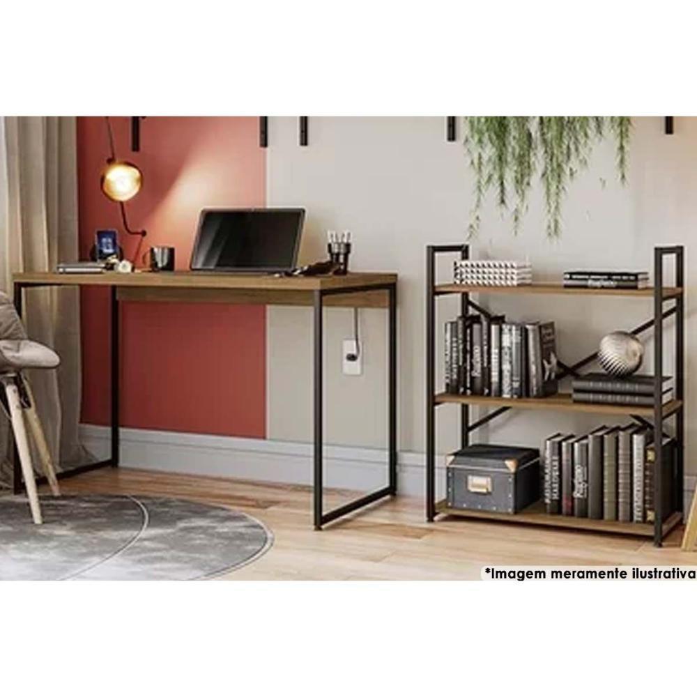 Escritório Completo Industrial 2 Peças (1 Escrivaninha, 1 Estante) Freijó - Kappesberg - 1