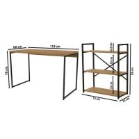 Escritório Completo Industrial 2 Peças (1 Escrivaninha, 1 Estante) Freijó - Kappesberg - 2