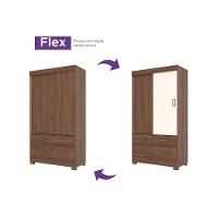 Guarda Roupa Solteiro 2 Portas de Correr e 4 Gavetas c/ Pés Briz BE25 Castanho - Henn