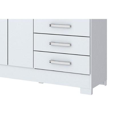 Guarda Roupa Solteiro 2 Portas de Abrir 3 Gavetas Branco MDP com Espelho Henn