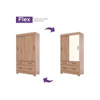 Guarda Roupa Solteiro 2 Portas de Correr e 4 Gavetas c/ Pés Briz BE25 Castanho/Off White - Henn - 5