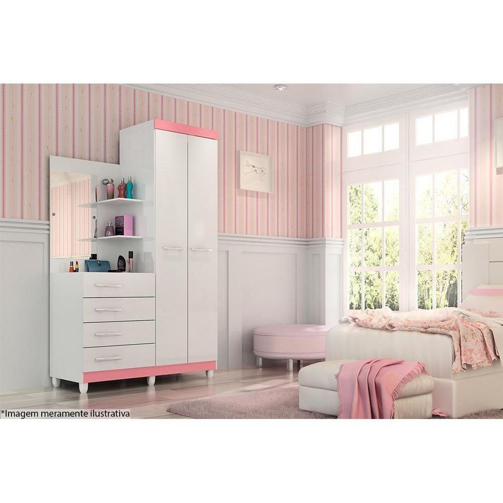 Guarda Roupa Solteiro 2 Portas e 4 Gavetas c/ Espelho Melissa Nature/Off White - ACP - 5