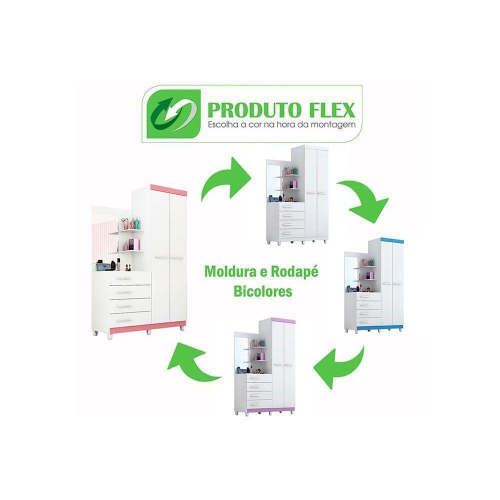 Guarda Roupa Solteiro 2 Portas e 4 Gavetas c/ Espelho Melissa Nature/Off White - ACP - 6