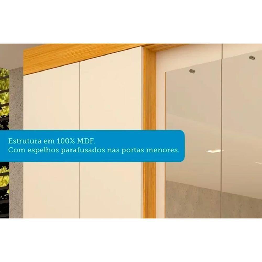 Guarda Roupa Solteiro 4 Portas e 3 Gavetas c/ Espelho Débora Nature/Off White - ACP - 4