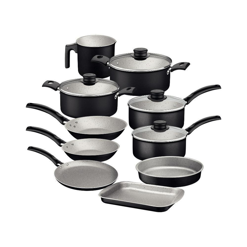 Jogo De Panelas 10 Peças Turim Antiaderente Tramontina Cor:preto Preto - 1