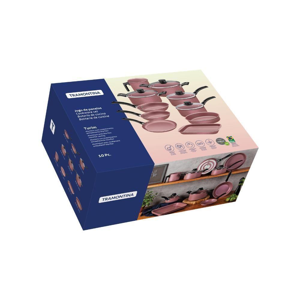 Jogo De Panelas 10 Peças Turim Antiaderente Tramontina Rosa - 2