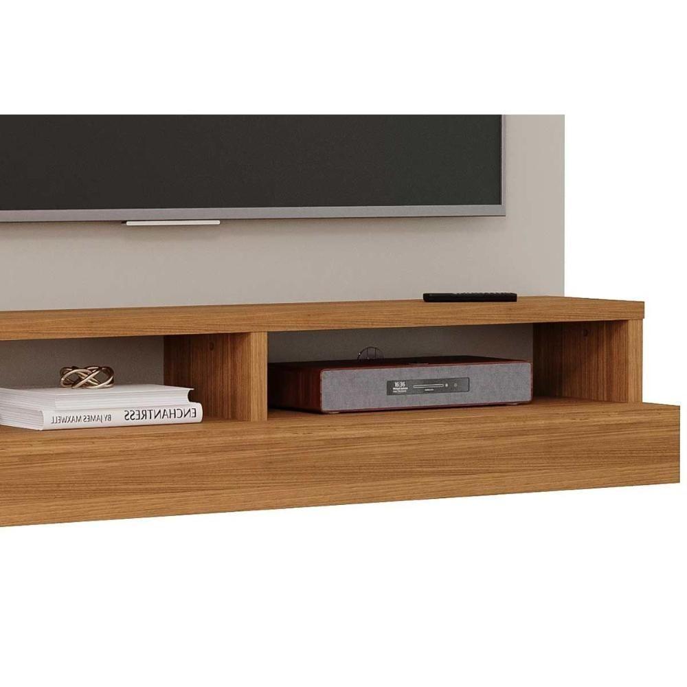 Painel Home p/TV até 50 Polegadas Valência Plus c/ Prateleira e Nichos 160x135cm Cinamomo/Off White - Permóbili - 3