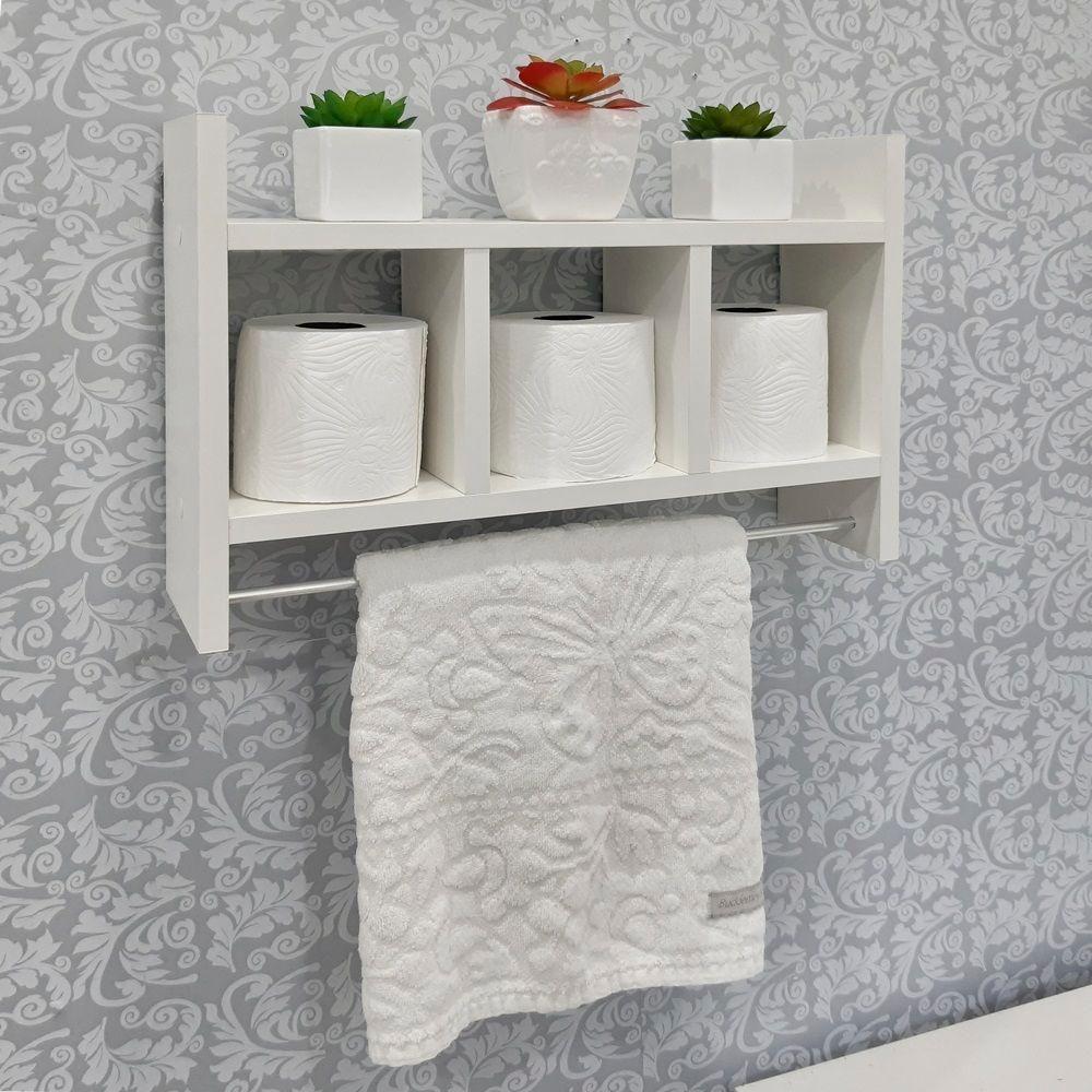 Nicho Porta Toalha Branco Para Banheiro 45 X 30cm - 3