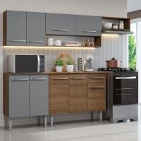 Armário De Cozinha Compacta 229cm Rustic/cinza Emilly Madesa 13 Rustic/cinza - 1