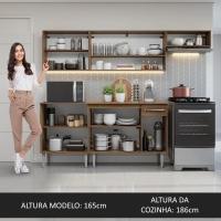 Armário De Cozinha Compacta 229cm Rustic/cinza Emilly Madesa 13 Rustic/cinza - 6