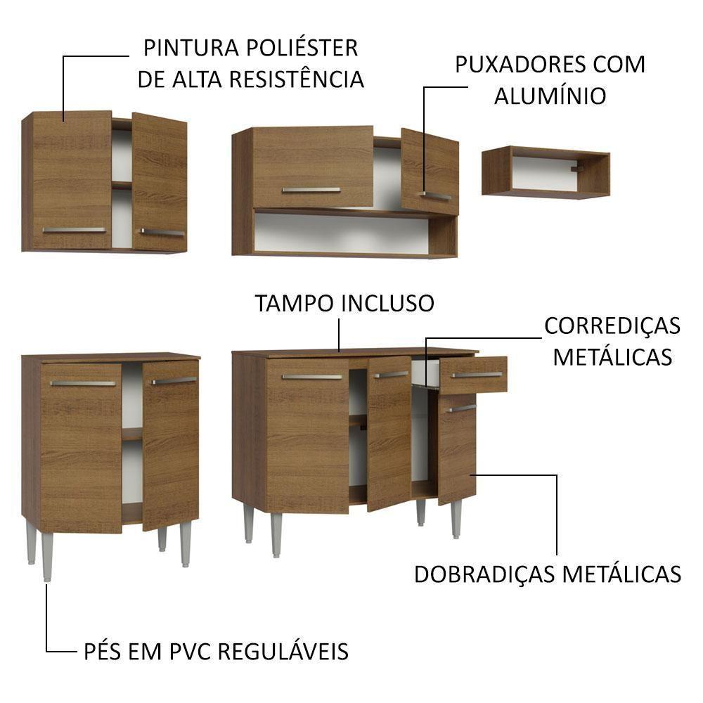 Armário De Cozinha Compacta 229cm Rustic Emilly Madesa 13 Rustic - 8