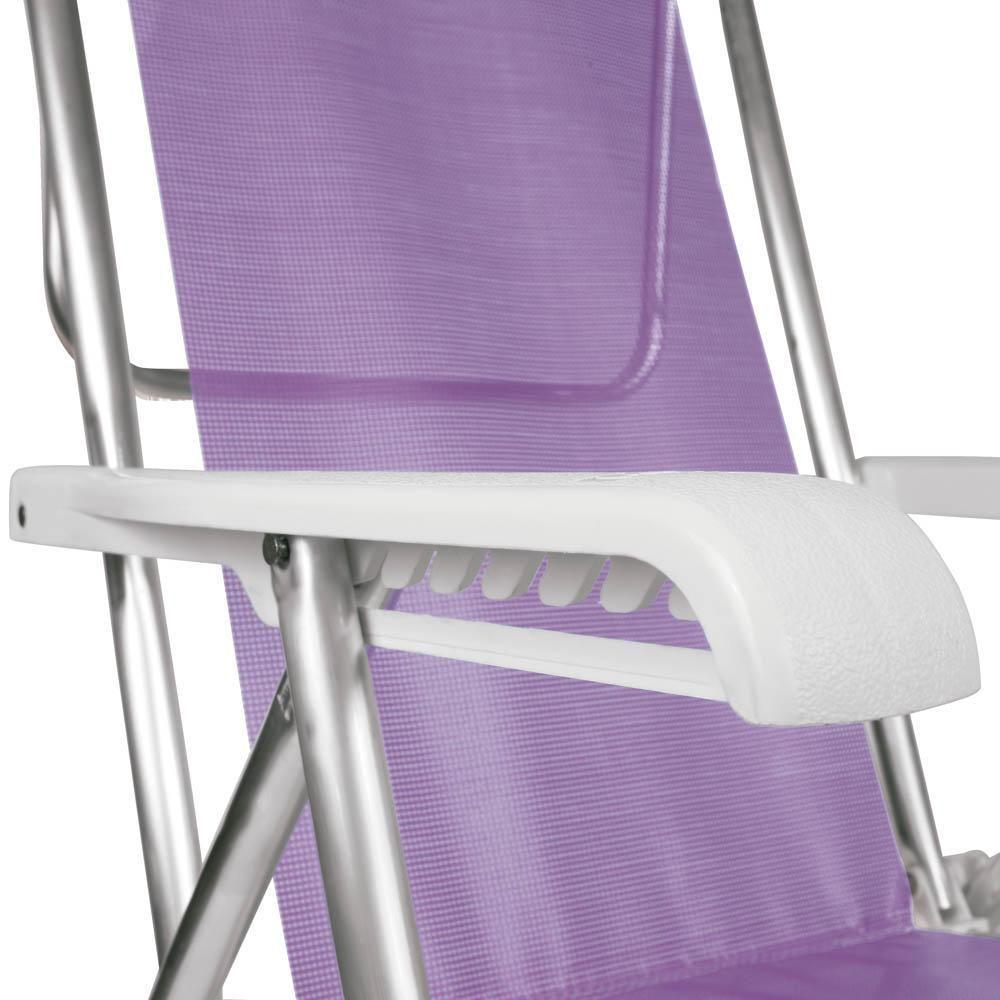 Cadeira De Praia Piscina Reclinável 8 Posições Alumínio Mor Cor:lilas Lilas - 3
