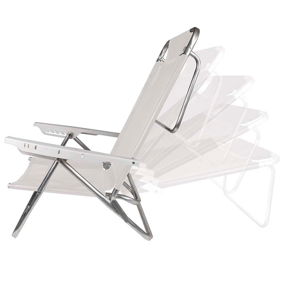 Cadeira De Alumínio Reclinável Summer 6 Posições Praia Mor Cor:branca Branca - 6