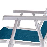 Kit 2 Cadeira Praia Alta Alumínio Conforto 120 Kg Mor Azul