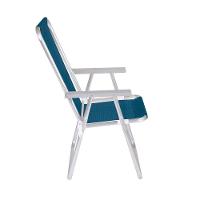 Kit 2 Cadeira Praia Alta Alumínio Conforto 120 Kg Mor Azul - 8