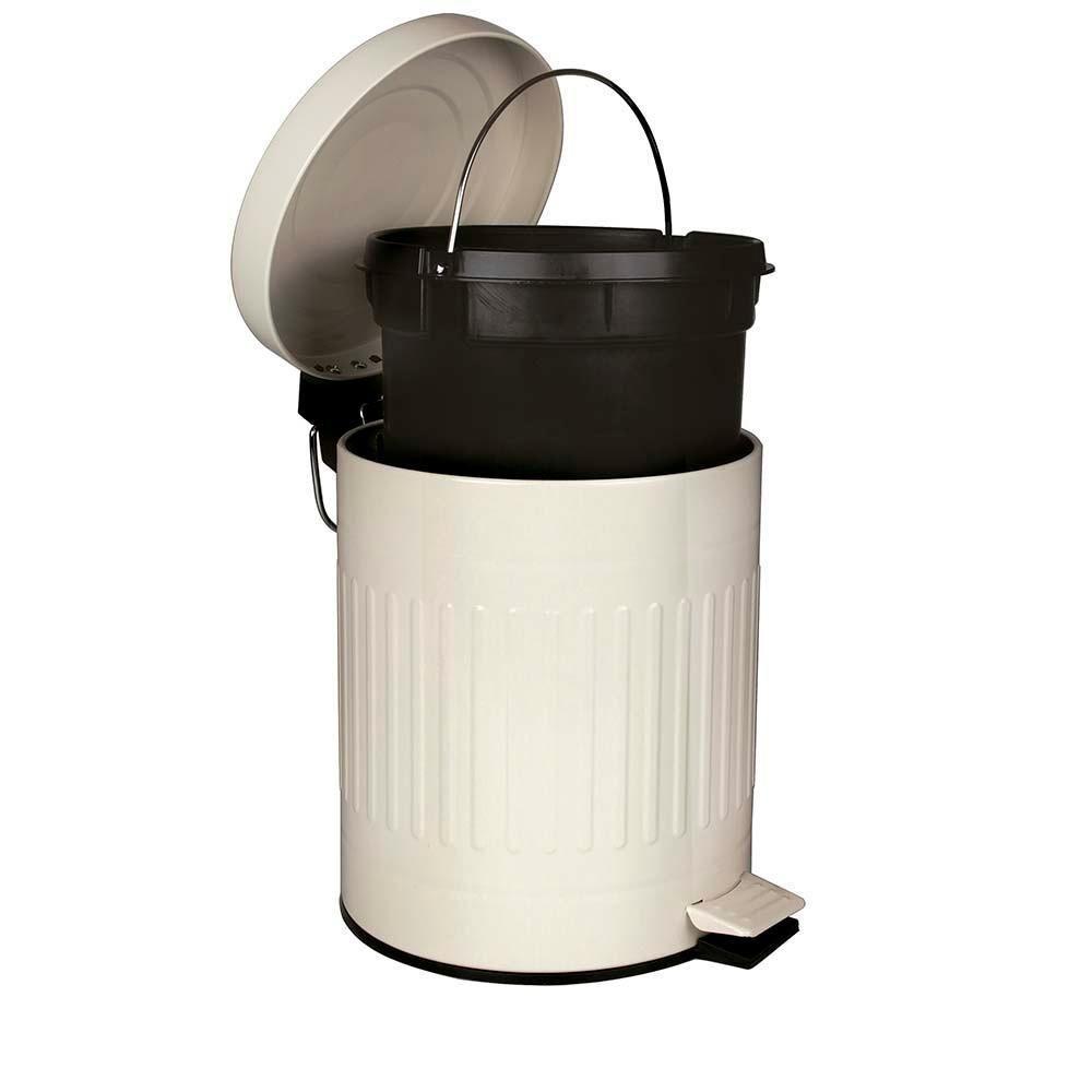 Lixeira Com Pedal E Balde Removível 5 Litros Inox Retrô Mor Cor:bege Bege - 3