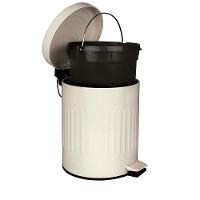 Lixeira Com Pedal E Balde Removível 5 Litros Inox Retrô Mor Cor:bege Bege - 3