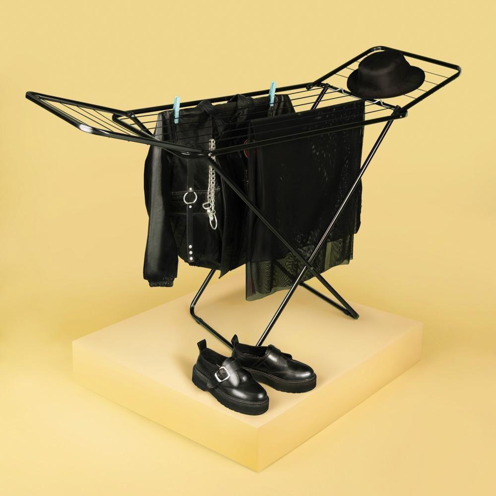 Kit 2 Varal De Chão Com Abas Retrátil Slim Preto Mor - 4