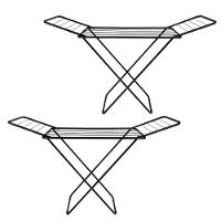 Kit 2 Varal De Chão Com Abas Retrátil Slim Preto Mor - 2