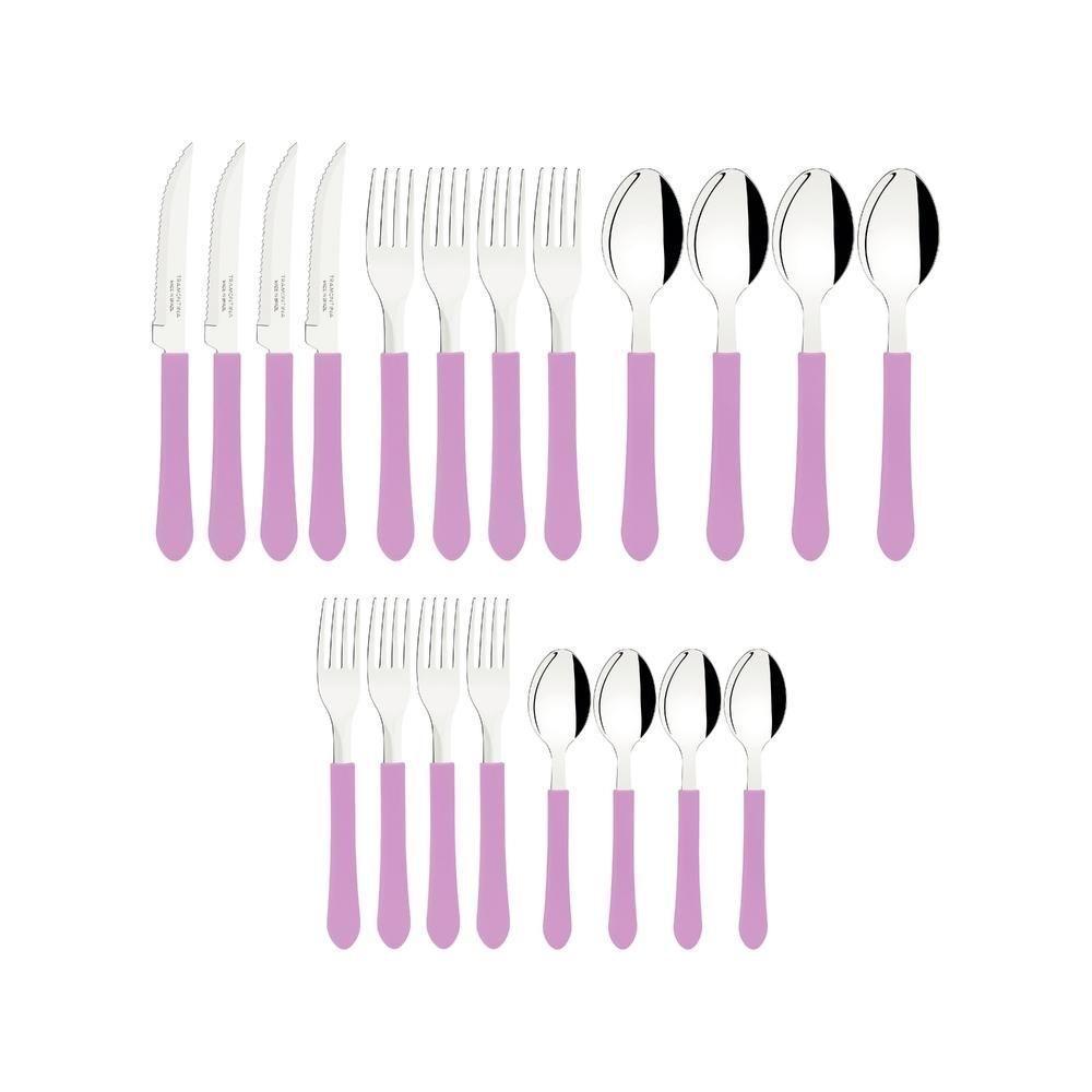 Faqueiro Talheres Leme Inox 20 Peças Tramontina Cores Cor:rosa Rosa - 2