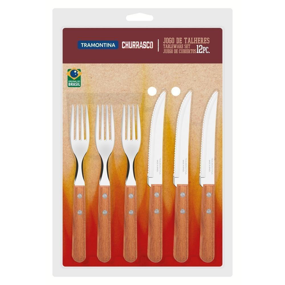 Faqueiro Tramontina Cabo De Madeira Inox 12 Peças Dynamic - 1