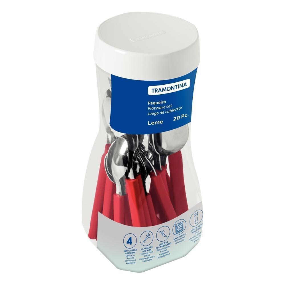 Faqueiro Talheres Leme Inox 20 Peças Tramontina Cores Cor:vermelho Vermelho - 4