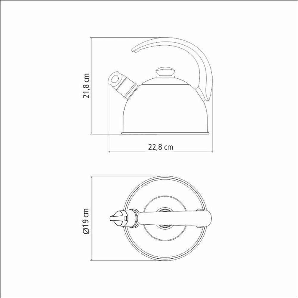 Chaleira Aço Inox 2 Litros Com Apito Tramontina - 10