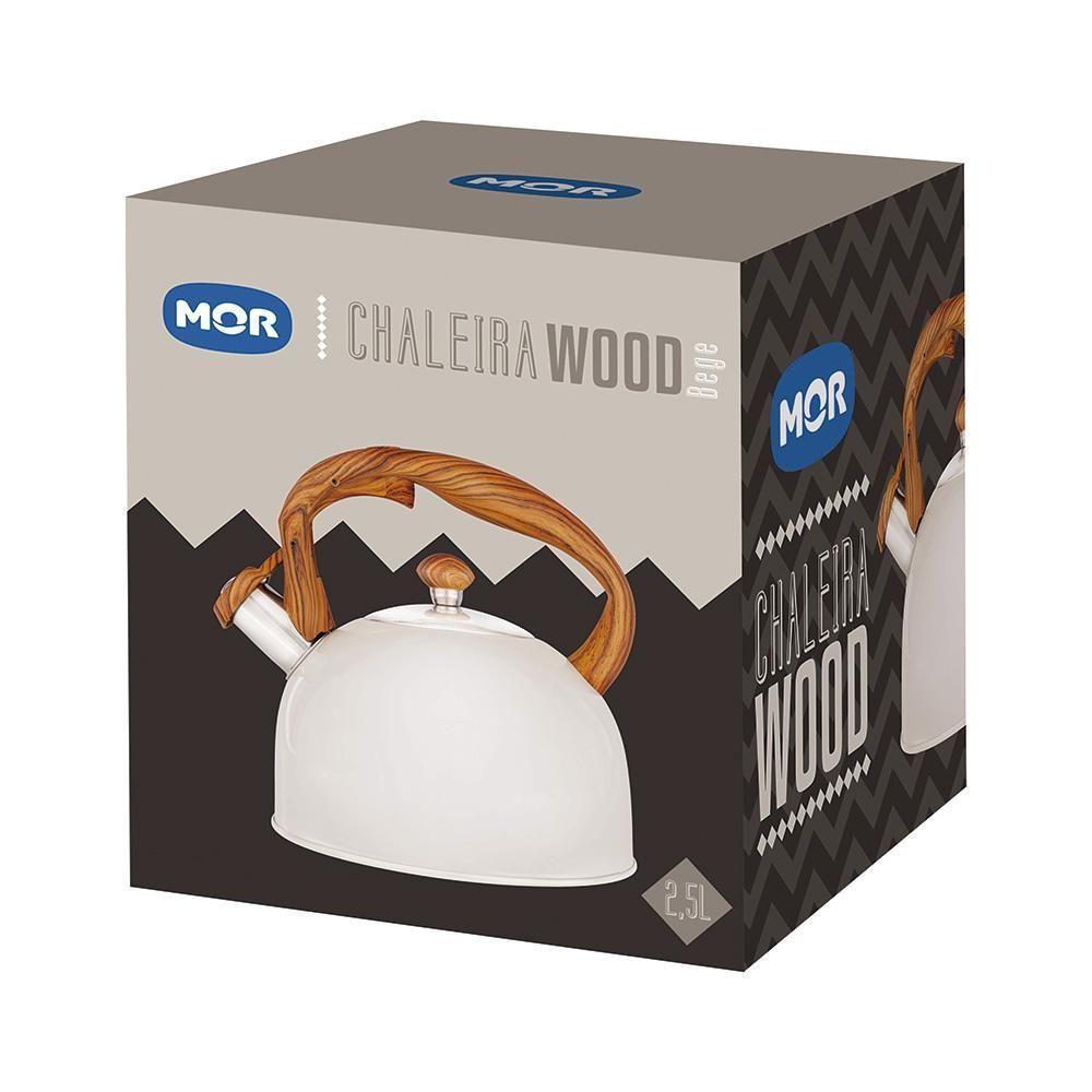 Chaleira Wood Em Inox 2,5 Litros Com Apito Mor Cor:bege Bege - 2