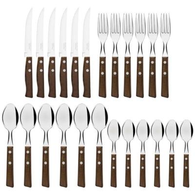 Conjunto Talheres 24 Pçs Tradicional Cabo Madeira Tramontina