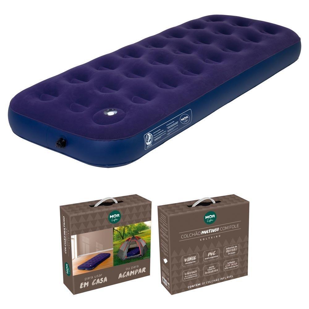 Colchão Inflável De Solteiro Com Inflador Acoplado Mor - 6
