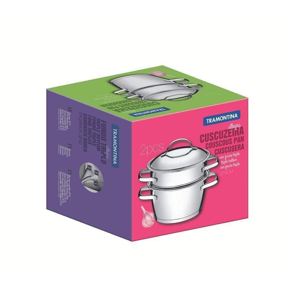 Cuscuzeira Allegra Inox Com Fundo Triplo 2 Peças Tramontina - 4