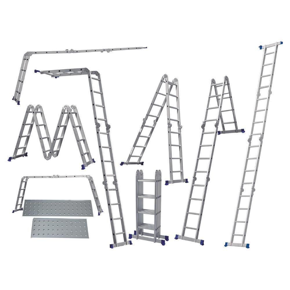 Escada Articulada 4x4 Com Plataforma Em Alumínio Mor - 2