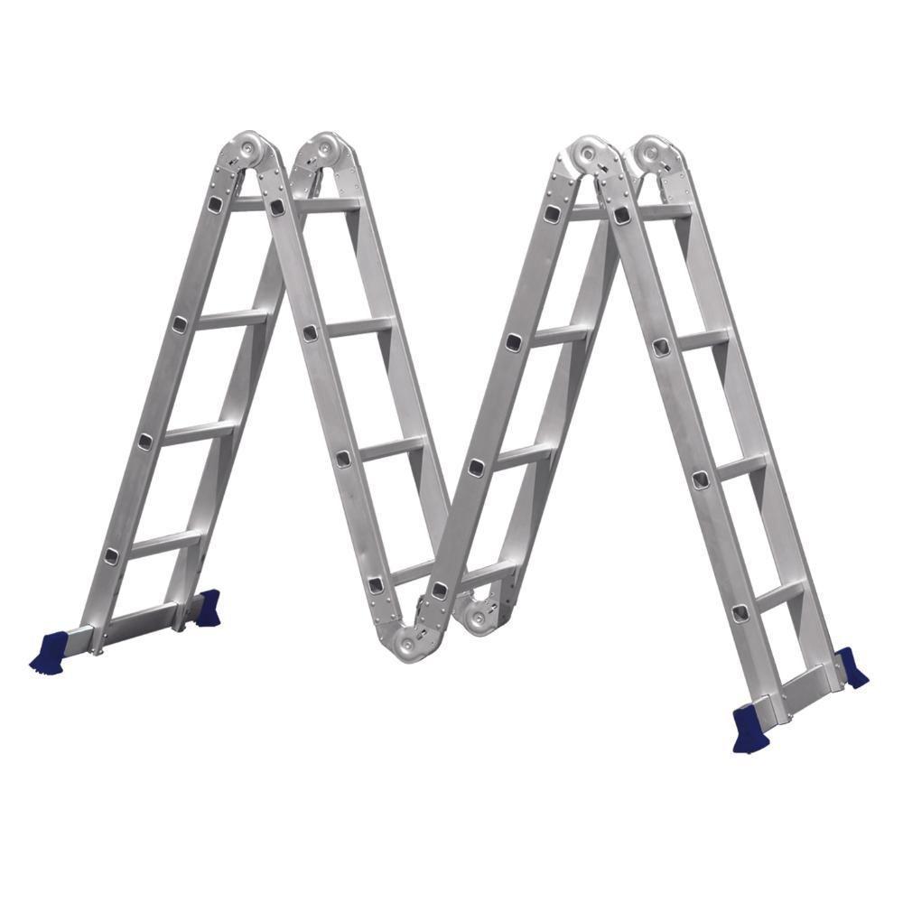 Escada Articulada 4x4 Com Plataforma Em Alumínio Mor - 3
