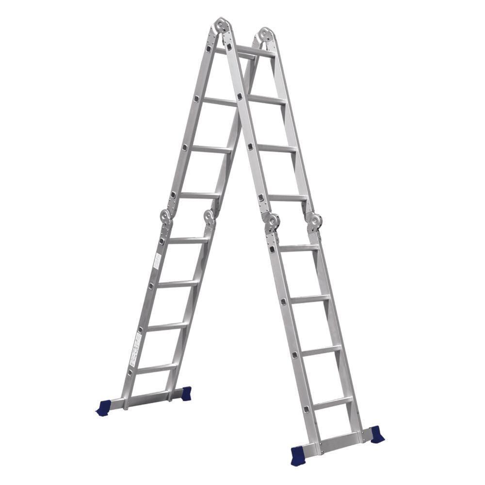 Escada Articulada 4x4 Com Plataforma Em Alumínio Mor - 6