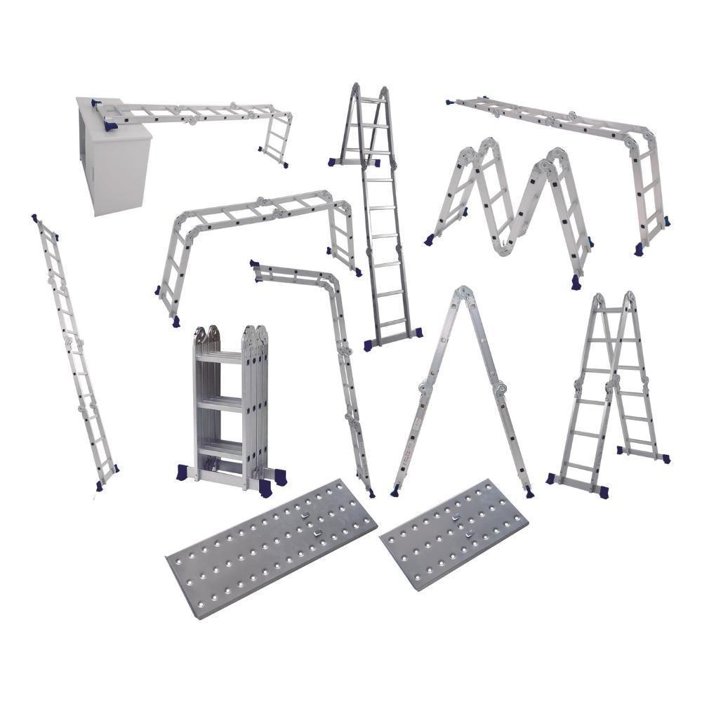 Escada Articulada 4x3 Com Plataforma Em Alumínio Mor - 2