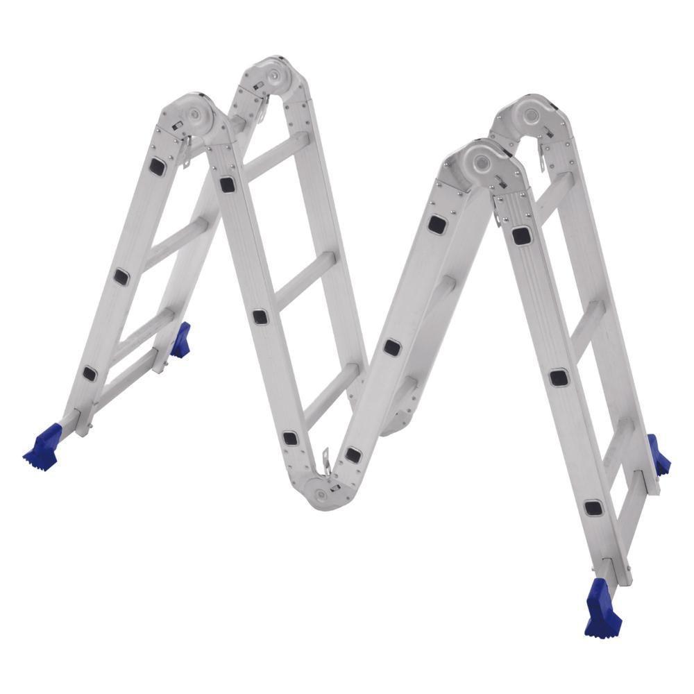 Escada Articulada 4x3 Com Plataforma Em Alumínio Mor - 9