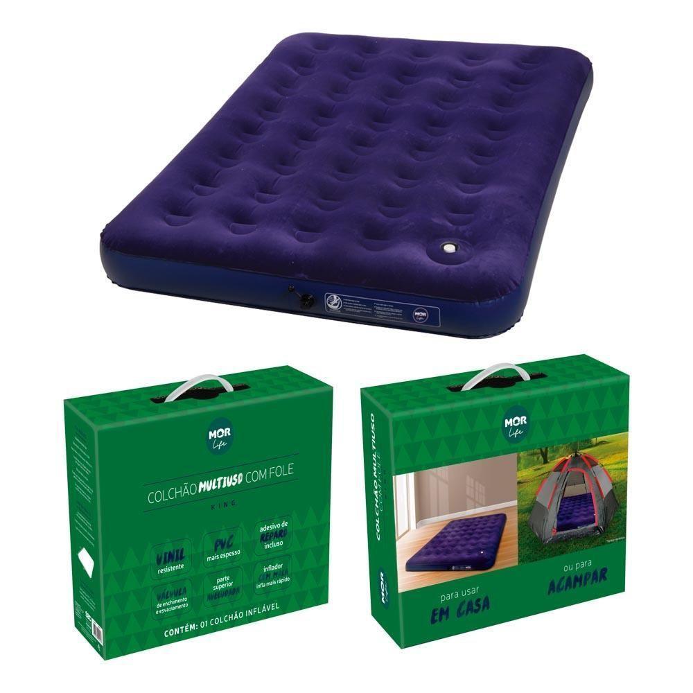 Kit 2 Colchão Inflável De Casal Com Inflador Acoplado Mor - 2