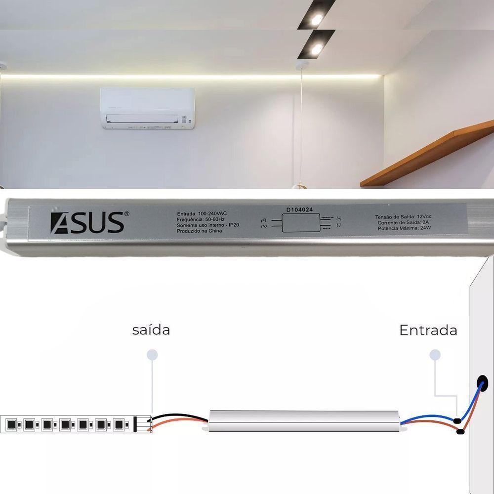 Fonte Slim Drive 24w 12v 2a Bivolt Perfil Fita Led Lustre Luminaria - 3